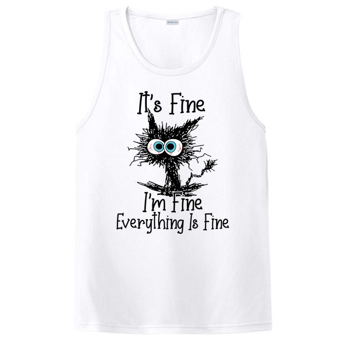 It's Fine I'm Fine Everything Is Fine Funny Cat PosiCharge Competitor Tank