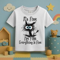 It's Fine I'm Fine Everything Is Fine Funny Cat Toddler T-Shirt