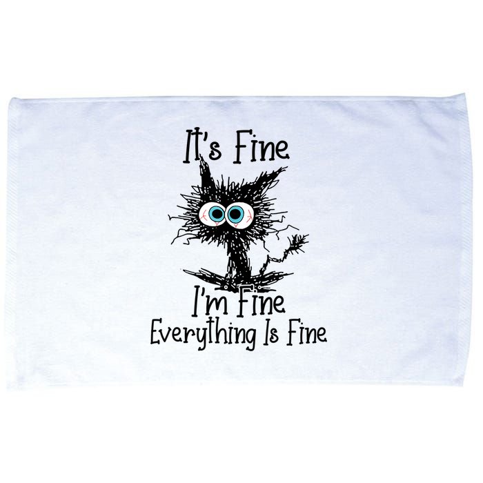 It's Fine I'm Fine Everything Is Fine Funny Cat Microfiber Hand Towel