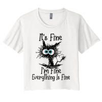It's Fine I'm Fine Everything Is Fine Funny Cat Crop Top