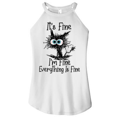 It's Fine I'm Fine Everything Is Fine Funny Cat Women's Perfect Tri Rocker Tank