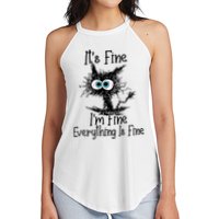 It's Fine I'm Fine Everything Is Fine Funny Cat Women's Perfect Tri Rocker Tank