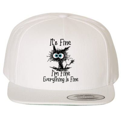 It's Fine I'm Fine Everything Is Fine Funny Cat Wool Snapback Cap