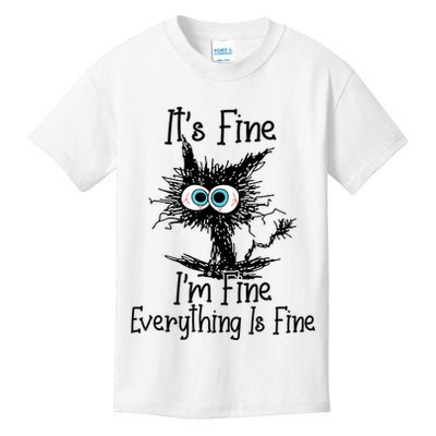 It's Fine I'm Fine Everything Is Fine Funny Cat Kids T-Shirt