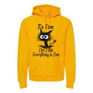 It's Fine I'm Fine Everything Is Fine Funny Cat Gift Premium Hoodie