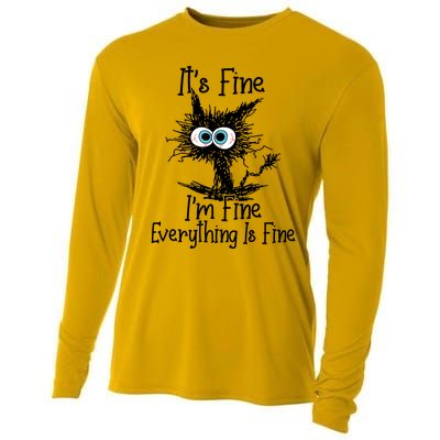 It's Fine I'm Fine Everything Is Fine Funny Cat Gift Cooling Performance Long Sleeve Crew