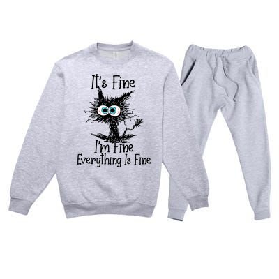 It's Fine I'm Fine Everything Is Fine Funny Cat Gift Premium Crewneck Sweatsuit Set