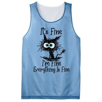 It's Fine I'm Fine Everything Is Fine Funny Cat Gift Mesh Reversible Basketball Jersey Tank