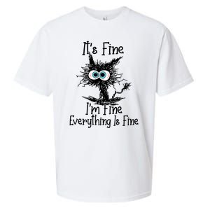 It's Fine I'm Fine Everything Is Fine Funny Cat Gift Sueded Cloud Jersey T-Shirt