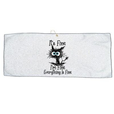 It's Fine I'm Fine Everything Is Fine Funny Cat Gift Large Microfiber Waffle Golf Towel