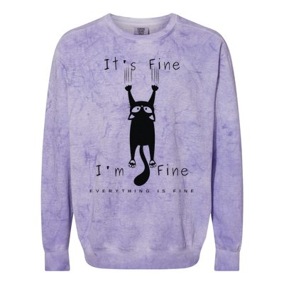 Its Fine Im Fine Everything Is Fine Funny Black Cat Lover Colorblast Crewneck Sweatshirt