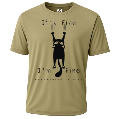 Its Fine Im Fine Everything Is Fine Funny Black Cat Lover Cooling Performance Crew T-Shirt