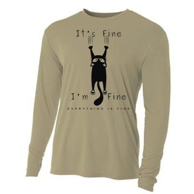 Its Fine Im Fine Everything Is Fine Funny Black Cat Lover Cooling Performance Long Sleeve Crew