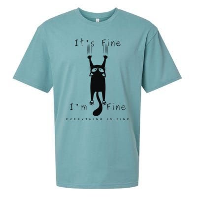 Its Fine Im Fine Everything Is Fine Funny Black Cat Lover Sueded Cloud Jersey T-Shirt