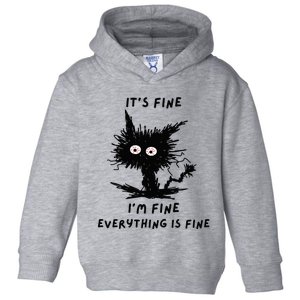 Its Fine Im Fine Funny Coffee Cute Sarcastic Black Cat Toddler Hoodie