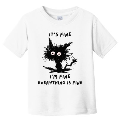 Its Fine Im Fine Funny Coffee Cute Sarcastic Black Cat Toddler T-Shirt