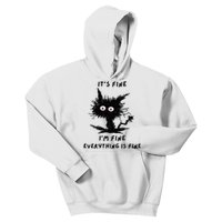 Its Fine Im Fine Funny Coffee Cute Sarcastic Black Cat Kids Hoodie