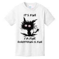 Its Fine Im Fine Funny Coffee Cute Sarcastic Black Cat Kids T-Shirt