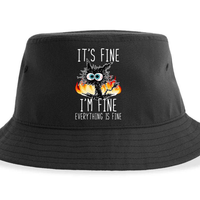 ItS Fine IM Fine Everything Is Fine Funny Cat Sustainable Bucket Hat