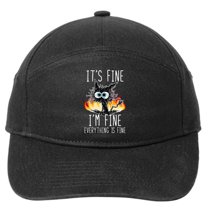 ItS Fine IM Fine Everything Is Fine Funny Cat 7-Panel Snapback Hat