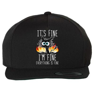 ItS Fine IM Fine Everything Is Fine Funny Cat Wool Snapback Cap