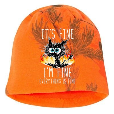 ItS Fine IM Fine Everything Is Fine Funny Cat Kati - Camo Knit Beanie