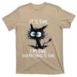 Its Fine Im Fine Everything Is Fine Funny Black Cat Women T-Shirt