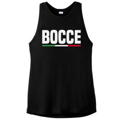 Italy Flag Italian Bocce Ball Player Ladies PosiCharge Tri-Blend Wicking Tank