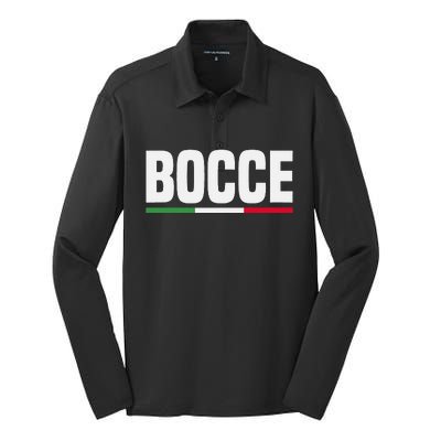 Italy Flag Italian Bocce Ball Player Silk Touch Performance Long Sleeve Polo