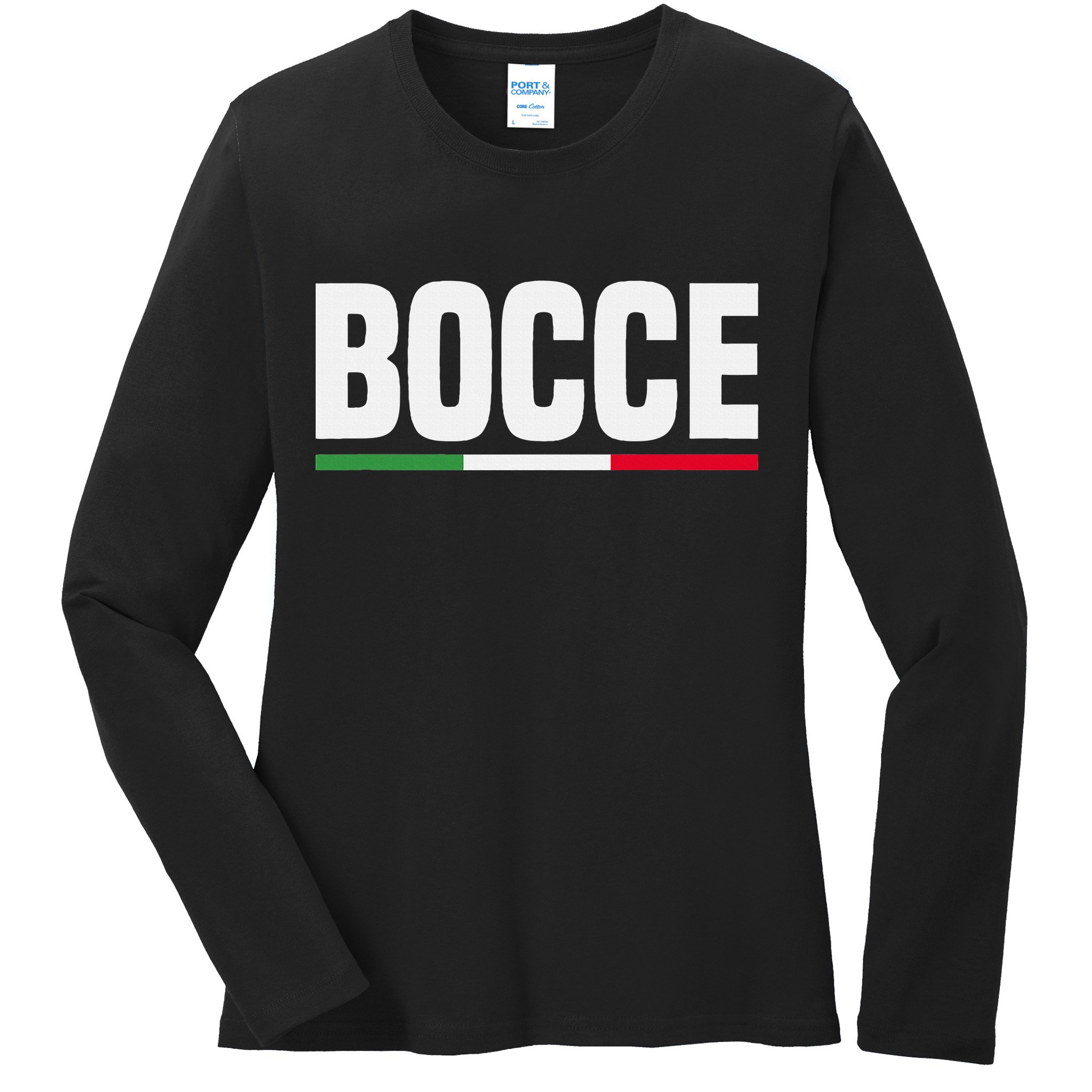Italy Flag Italian Bocce Ball Player Ladies Long Sleeve Shirt