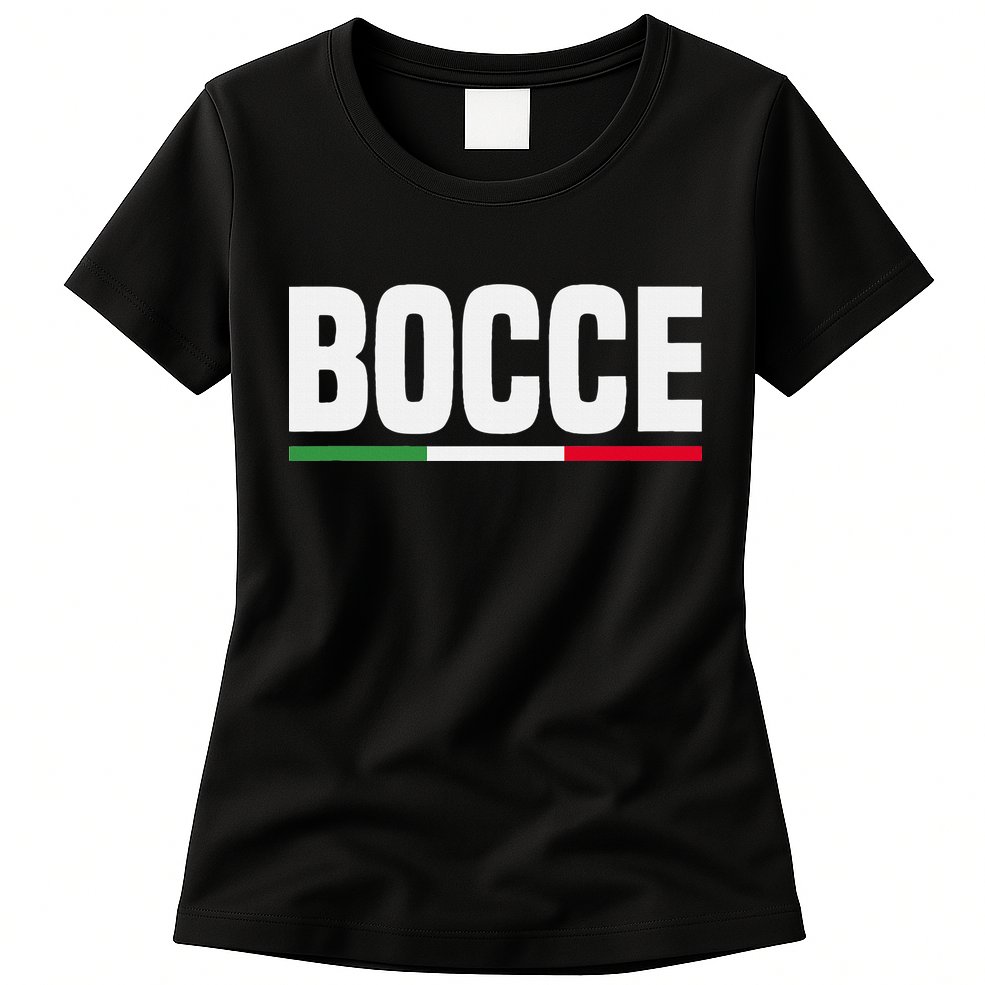 Italy Flag Italian Bocce Ball Player Womens T-Shirt