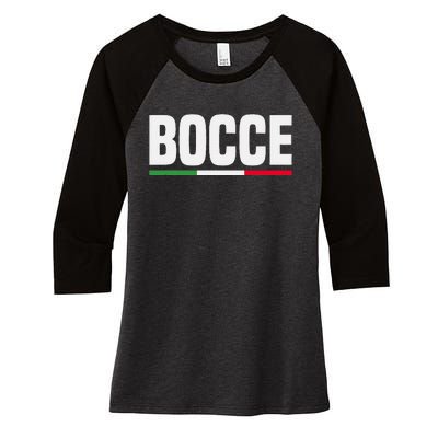 Italy Flag Italian Bocce Ball Player Women's Tri-Blend 3/4-Sleeve Raglan Shirt