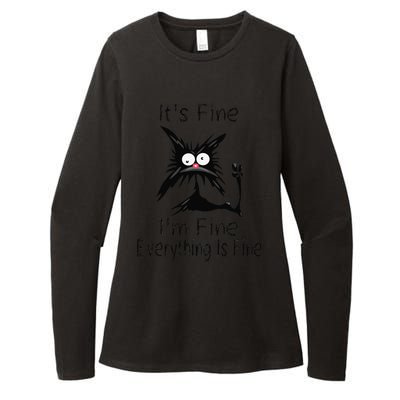 Its Fine Im Fine Everything Is Fine Funny Cat Day Womens CVC Long Sleeve Shirt