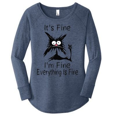 Its Fine Im Fine Everything Is Fine Funny Cat Day Women's Perfect Tri Tunic Long Sleeve Shirt