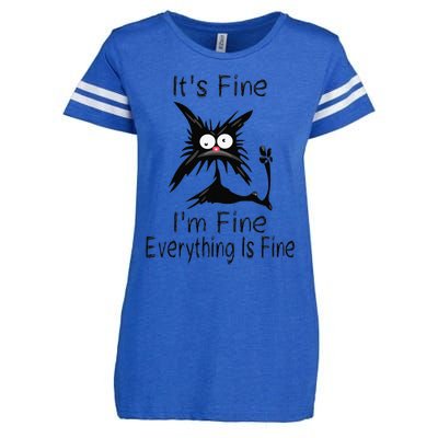 Its Fine Im Fine Everything Is Fine Funny Cat Day Enza Ladies Jersey Football T-Shirt