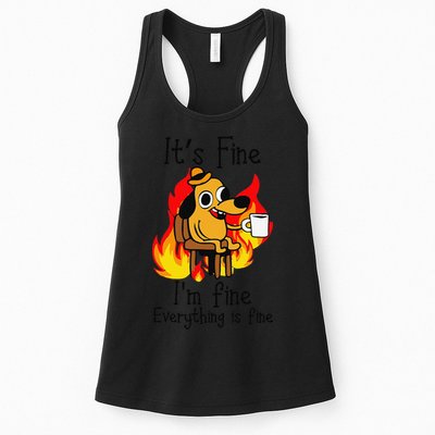 Its Fine Im Fine Everything Is Fine This Is Fine Meme Dog Womens Tank Top
