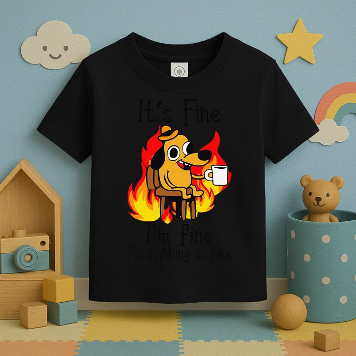Its Fine Im Fine Everything Is Fine This Is Fine Meme Dog Toddler T-Shirt