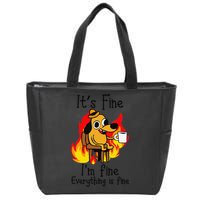 Its Fine Im Fine Everything Is Fine This Is Fine Meme Dog Zip Tote Bag