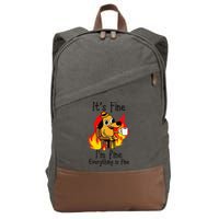 Its Fine Im Fine Everything Is Fine This Is Fine Meme Dog Cotton Canvas Backpack