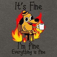 Its Fine Im Fine Everything Is Fine This Is Fine Meme Dog Cotton Canvas Backpack