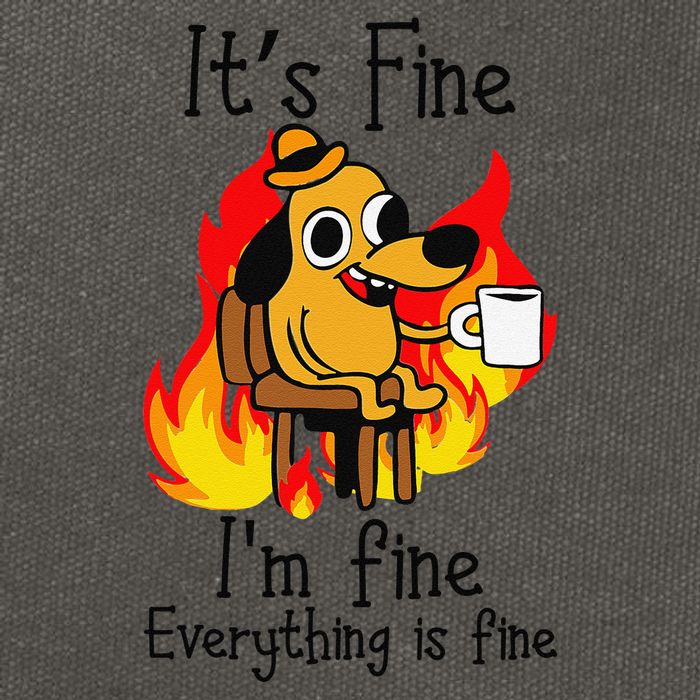 Its Fine Im Fine Everything Is Fine This Is Fine Meme Dog Cotton Canvas Backpack