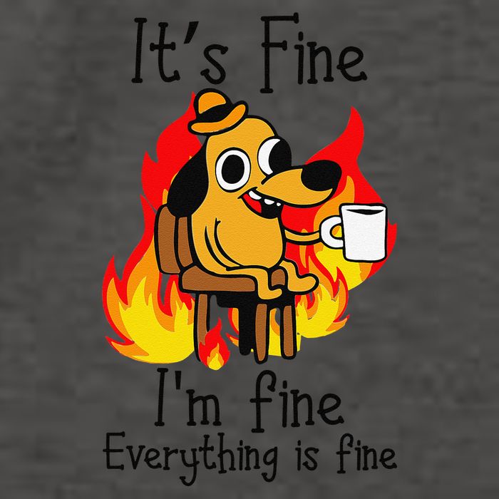 Its Fine Im Fine Everything Is Fine This Is Fine Meme Dog Vector Backpack