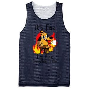 Its Fine Im Fine Everything Is Fine This Is Fine Meme Dog Mesh Reversible Basketball Jersey Tank