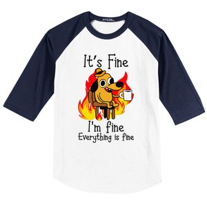 Its Fine Im Fine Everything Is Fine This Is Fine Meme Dog Baseball Sleeve Shirt