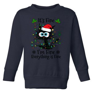 ItS Fine IM Fine Everything Is Fine Cat Christmas Lights Toddler Sweatshirt