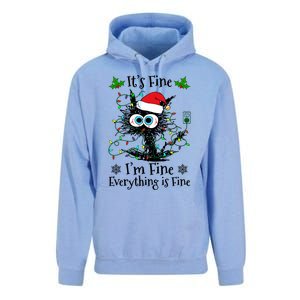 ItS Fine IM Fine Everything Is Fine Cat Christmas Lights Unisex Surf Hoodie