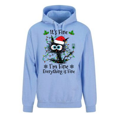 ItS Fine IM Fine Everything Is Fine Cat Christmas Lights Unisex Surf Hoodie