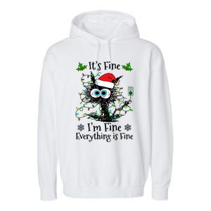 ItS Fine IM Fine Everything Is Fine Cat Christmas Lights Garment-Dyed Fleece Hoodie