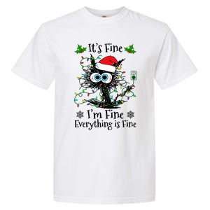 ItS Fine IM Fine Everything Is Fine Cat Christmas Lights Garment-Dyed Heavyweight T-Shirt