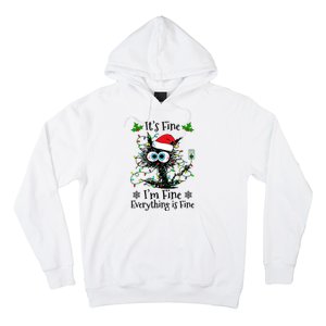 ItS Fine IM Fine Everything Is Fine Cat Christmas Lights Hoodie